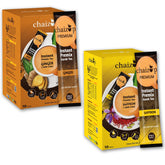 Chaizup Premium 1 Min Instant Assorted Tea Combo - Pack Of 2 X 140gm, 4.9 Ounce Each, 20 Sachets | Ginger + Saffron Flavors - Just Add Hot Water | Low Caffeine, No Added Color